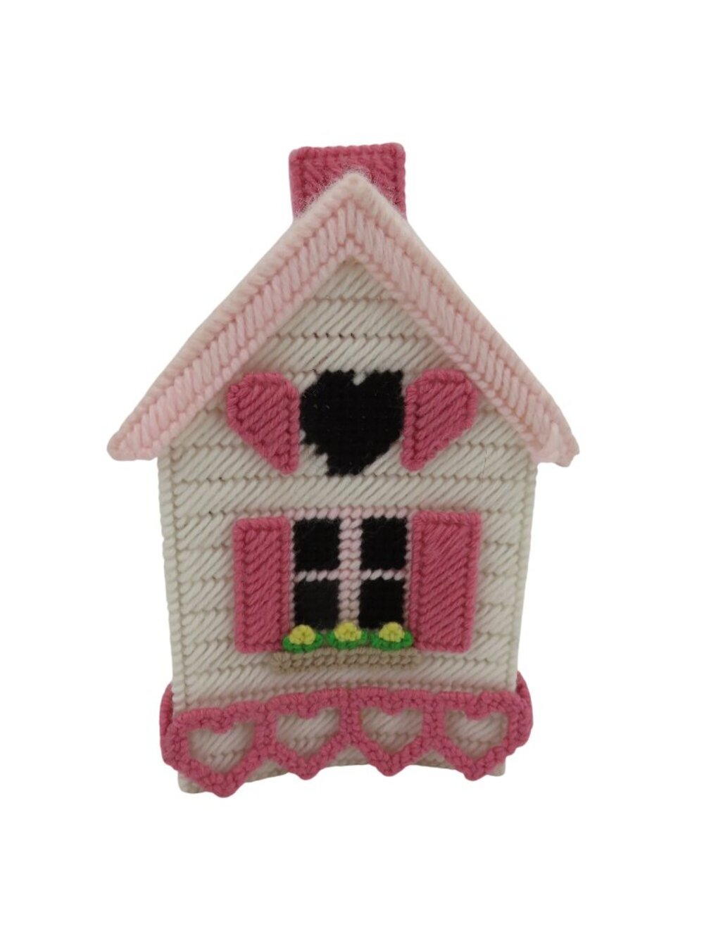 Handmade Pink Hearts Granny Cottage Tissue Box Cover Bathroom Decor Grandma Chic